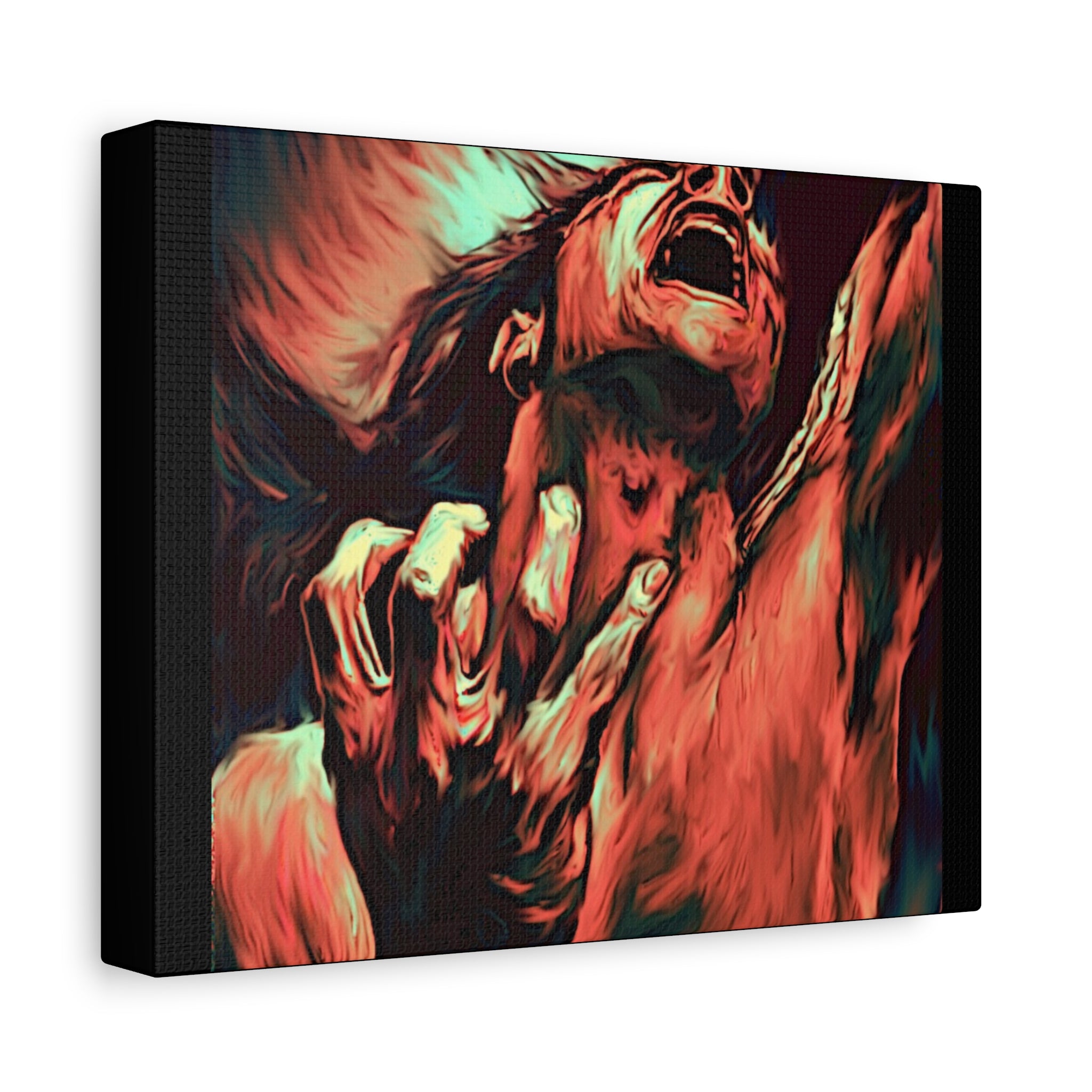 Screaming Figure Abstract Art Canvas | Matte Stretched Wall Art