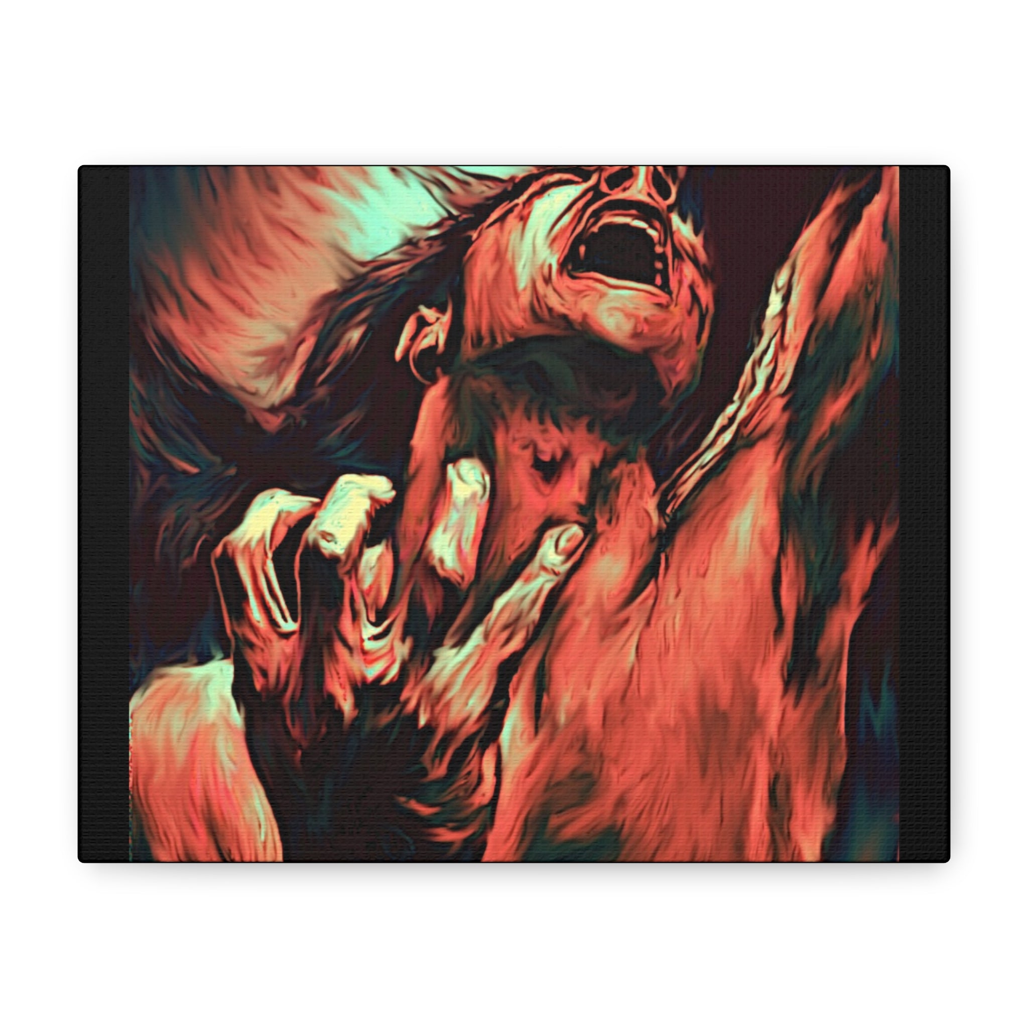Screaming Figure Abstract Art Canvas | Matte Stretched Wall Art